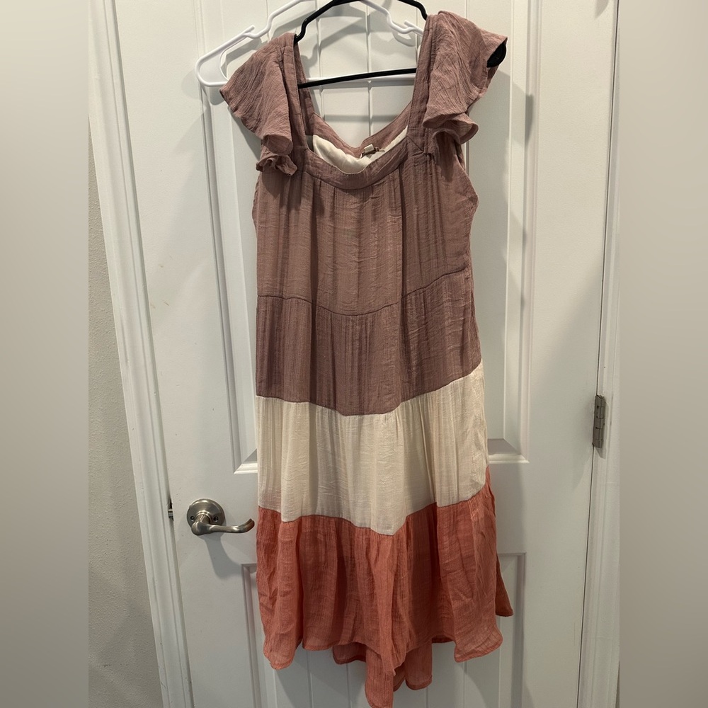Umgee Pink and Cream High Low Dress